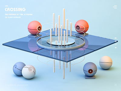 crossing blue c4d clean design ios ui