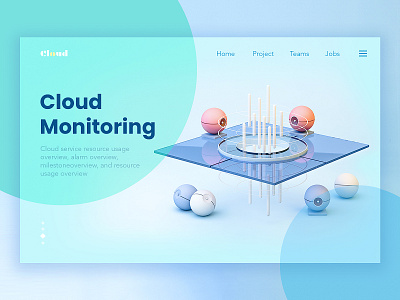 cloud monitor blue c4d clean cloud design illustration monitor web