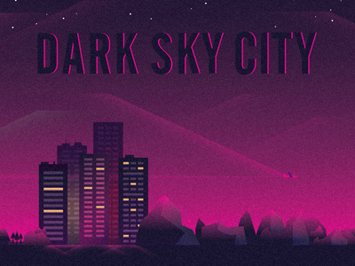 Dark Sky City building city cityscape dark sky city graphic design illustration jamesmcdonough mountain sans serif type typography vector