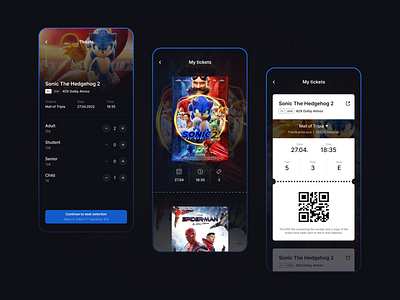 Cinema App app booking app cinema app dark mobile movie app ticket ui