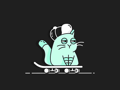 Die Katze animals animation cat cool design flat icon illustration line skate skater vector