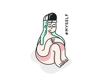 # M Y S E L F animation design flat girl icon illustration line self portrait self-portrait vector