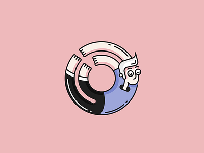 Loop animation design donut flat guy icon illustration line loop vector