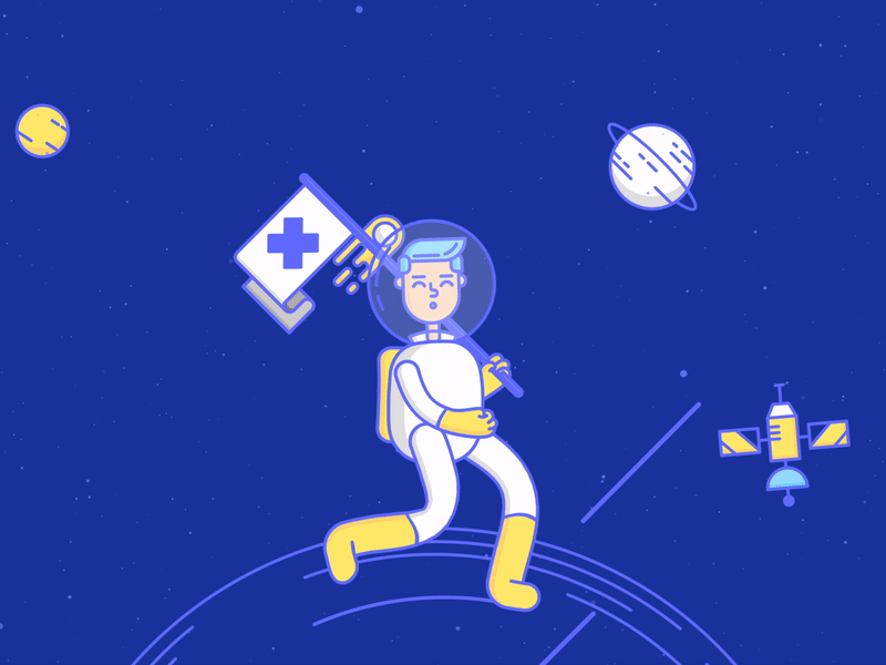 Walking On The Moon after effect animation astronaut flat illustration moon motiongraphics space invader vector walking
