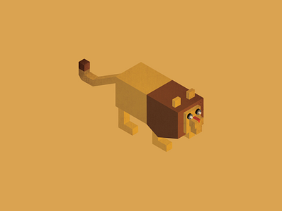 Collection of animals: lion animal design flat isometric lion perspective