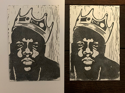 Biggie Smalls - Linoleum Block Print biggie biggie smalls handmade hip hop hip hop hiphop lino print linocut linoleum printmaking