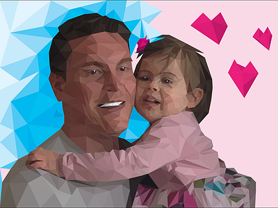 Father & Daughter Low-Poly 3d adobe illustrator illustrator low poly polygon triangles vector