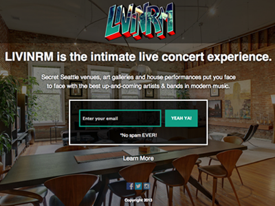 Livinrm sign up page - live! coming soon forms fullscreen mailchimp register signup splash