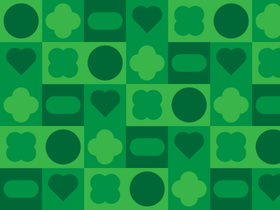Green pattern circle green hearts pattern plus