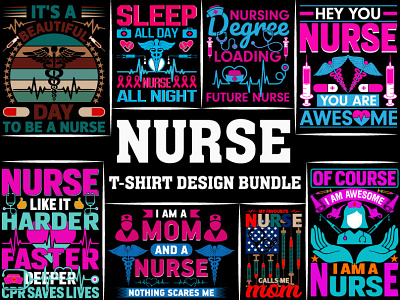 Nurse T-Shirt Design Bundle art t shirt design