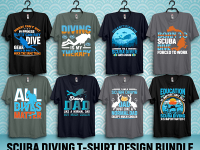 Scuba Diving T-Shirt Design Bundle