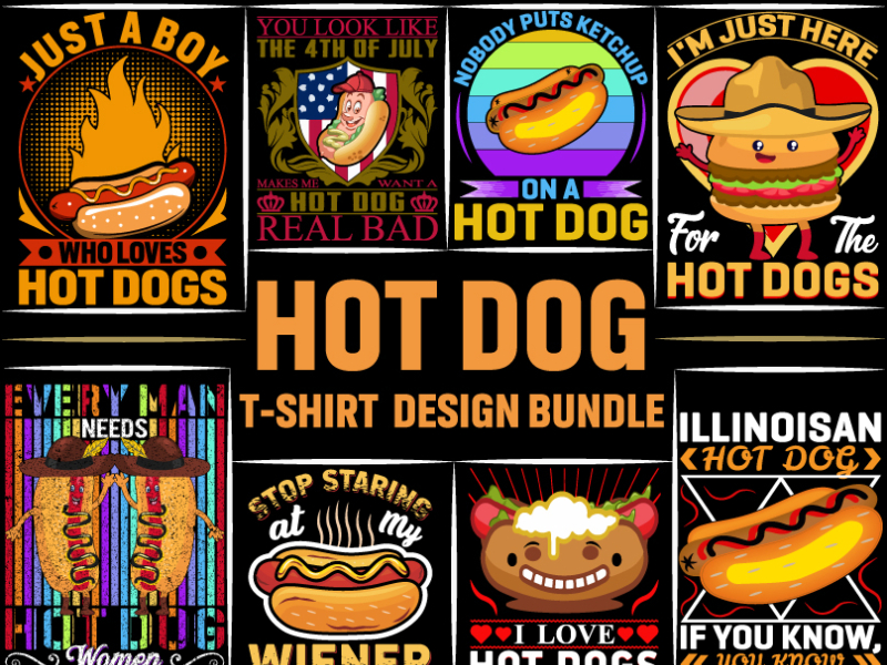 Hot Dog T Shirt Design Bundle by Md. Abdul Hai Siddique on Dribbble