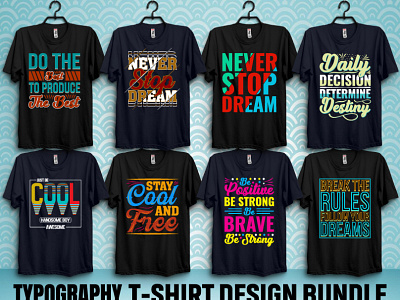 Typography T-Shirt Design Bundle adventure apparel art art t shirt design creative custom design graphicdesign illustration lettering logo minimal retro trendy type typography vintage