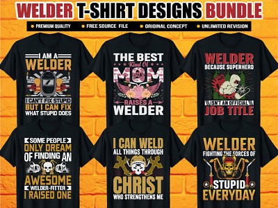 WELDER T-SHIRT DESIGNS BUNDLE adventure apparel art t shirt design branding custom design illustration logo vintage