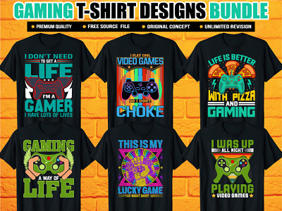 GAMING T-SHIRT DESIGNS BUNDLE adventure apparel art t shirt design branding custom design game gamer games gaming graphic design illustration logo pcgaming playstation twitch ui videogames vintage