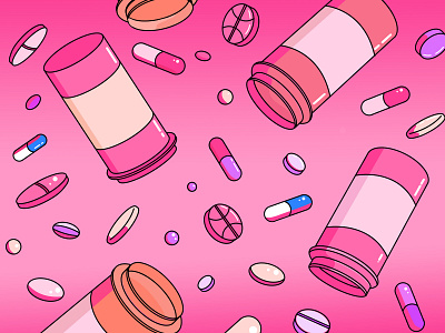 Dribbble Pills debut design illustration illustrator line medicine photoshop pills pink vector