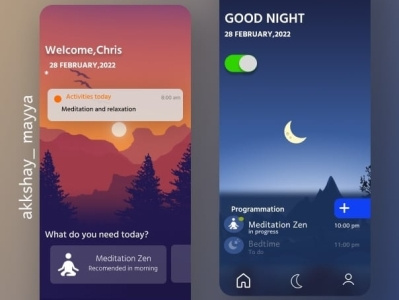 Meditation app ui design By akshay mayya 3d animation graphic design ui