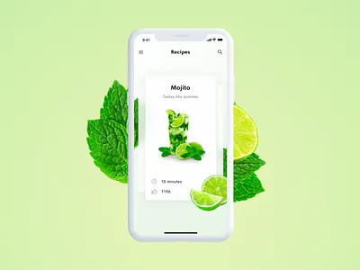 Cocktail app – Mojito app app ui cocktail cocktails lime mobile mobile ui mojito summer ui