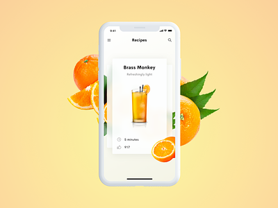 Cocktail app – Brass Monkey app app ui brass monkey cocktail cocktails mobile orange oranges summer ui