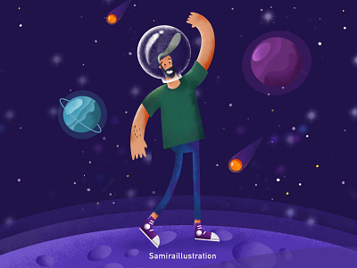 Hi from space character digital painting illustration illustrator procreat