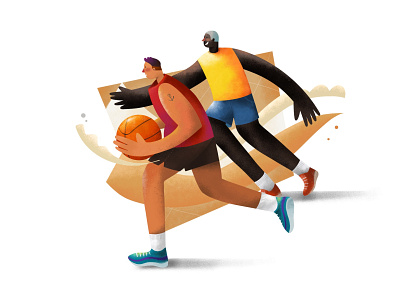 basketball ball basketball blue branding character color design digital painting dribbble dribble illustration illustrator man procreat shot sport team yellow