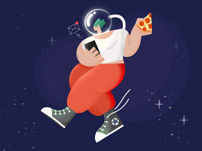 Pizza lover allstar astronaut character character design converse digital painting illustration illustrator motion graphics pizza pizzas procreat space