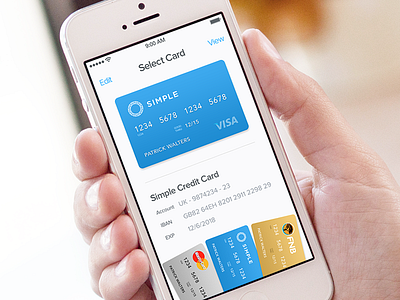 Cards App bank cards blue cards clean finacne interface ios7 simple
