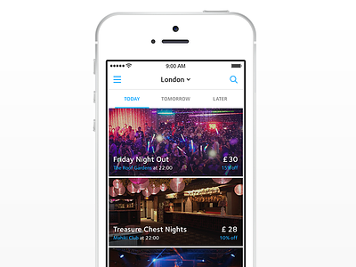 Events page app clean club events going out ios list london nightlife