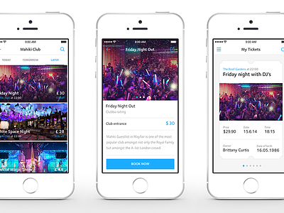 Club App app booking clean club djs events going out ios list nightlife tickets timeline