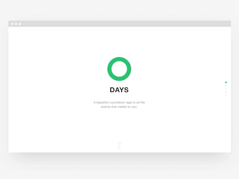 Days website app app store clean countdown days design events grid ios one page simple