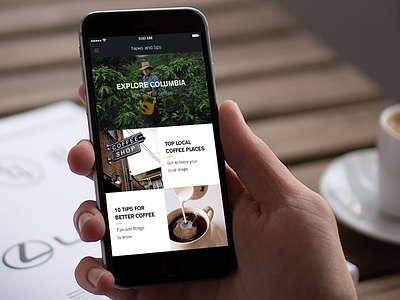 News And Tips clean coffee content dark gold grid ios news shop structure tips
