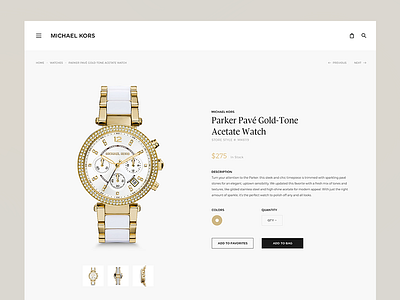 Michael Kors redesign subpage kors michael kros product redesign subpage website