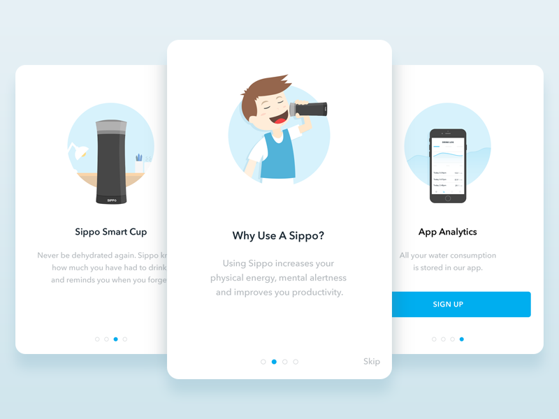 Walkthrough Illustrations hydration clean illustrations ios app sippo walkthrough