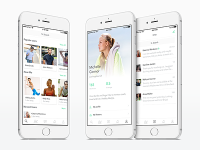 Fitness Redesign discover fitess flat green ios profile redesign search
