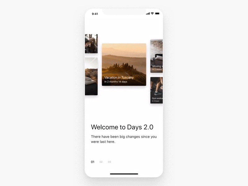 Days Welcome app black camera countdown days events ios iphone x onboarding welcome