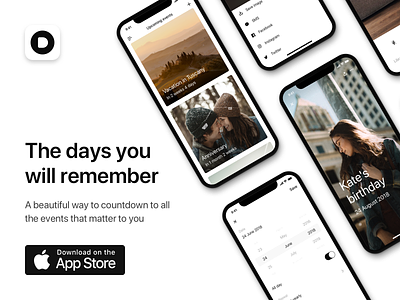 Welcome to Days 2.0 camera countdown days events interface ios iphonex lifestyle minimal monochrome release
