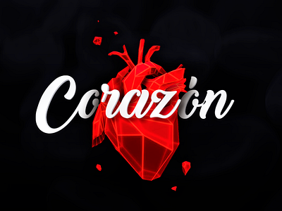 Corazón black corazon crystal heart polygon red script