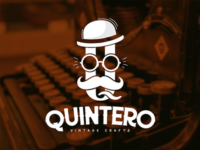 Quintero Vintage Crafts brand brown crafts eyeglasses graphic design logo mister moustache quintero vintage