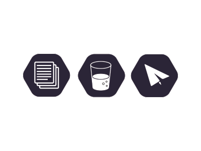 Icons for statuses of print, in progress & launched