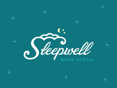 Sleepwell Logo brand branding clouds logo moon script stars type vector word mark