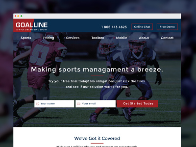 Sports Management design call to action callout clean flat layout minimal mobile responsive saas sports ui ux