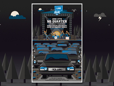 No Quarter Drive-In Concert Series Poster design drivein illustration textures
