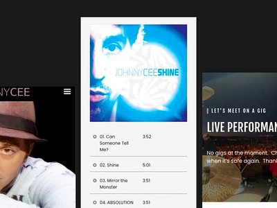 Johnny Cee design layout music website