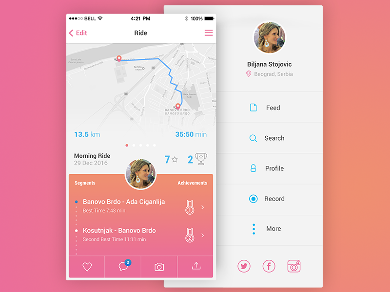 Activity Tracking App / UI Challenge by Biljana Podolski on Dribbble