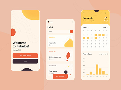 Habit Tracker app books calendar concept fabulos habit habits health line ui web