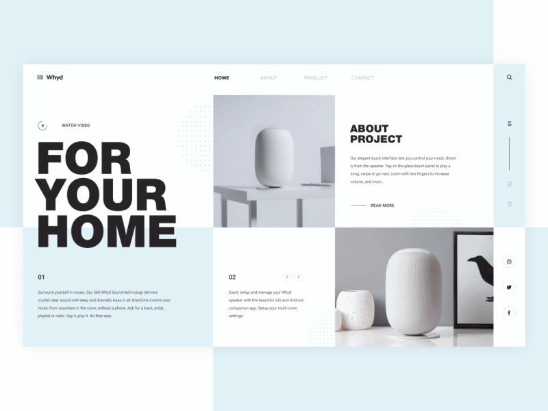 ||| Whyd after effect blue and white concept design figma home music photoshop play product smart home software speaker ui ux ui design voice web whyd