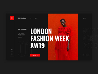 Fashion.Blogger blogger color design fashion london red sketch ui ui ux ux ui vogue website week