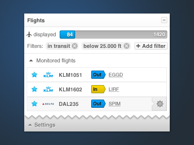 Flight widget app casper flights ui