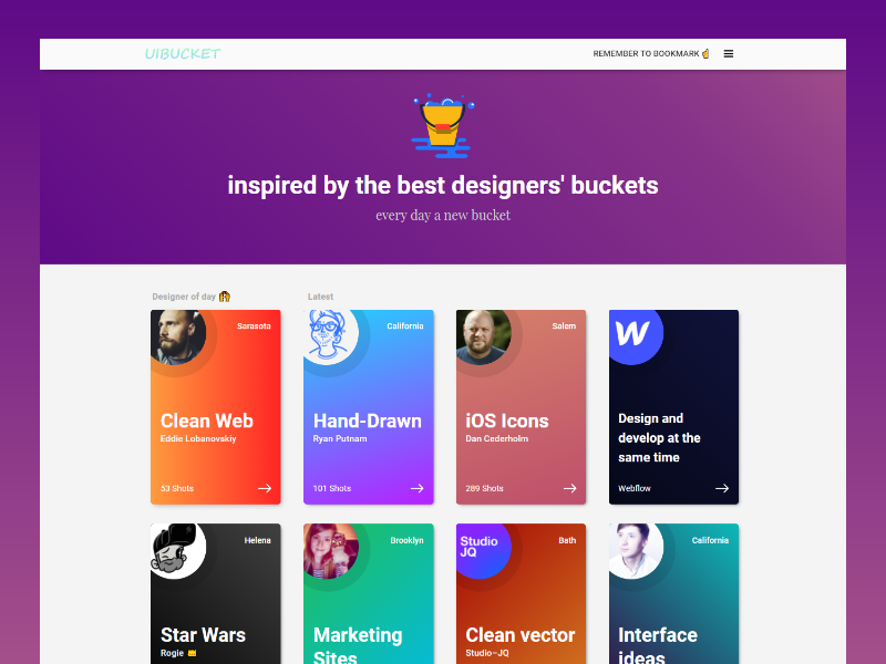 Bucket Collection One Page site by Serhad iletir on Dribbble
