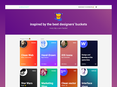 Bucket Collection - One Page Website cards colors desktop gradient responsive web design webflow